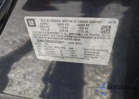 2016 Chevrolet Equinox Ls z USA, uszkodzony, nr VIN 2GNFLEEK2G6333897